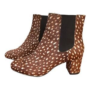 J. Crew Factory Pull On Spotted Calf Hair Chelsea Ankle Booties Women's 7.5